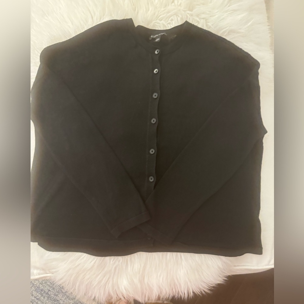 Eileen Fisher Linen Cardigan Black Small